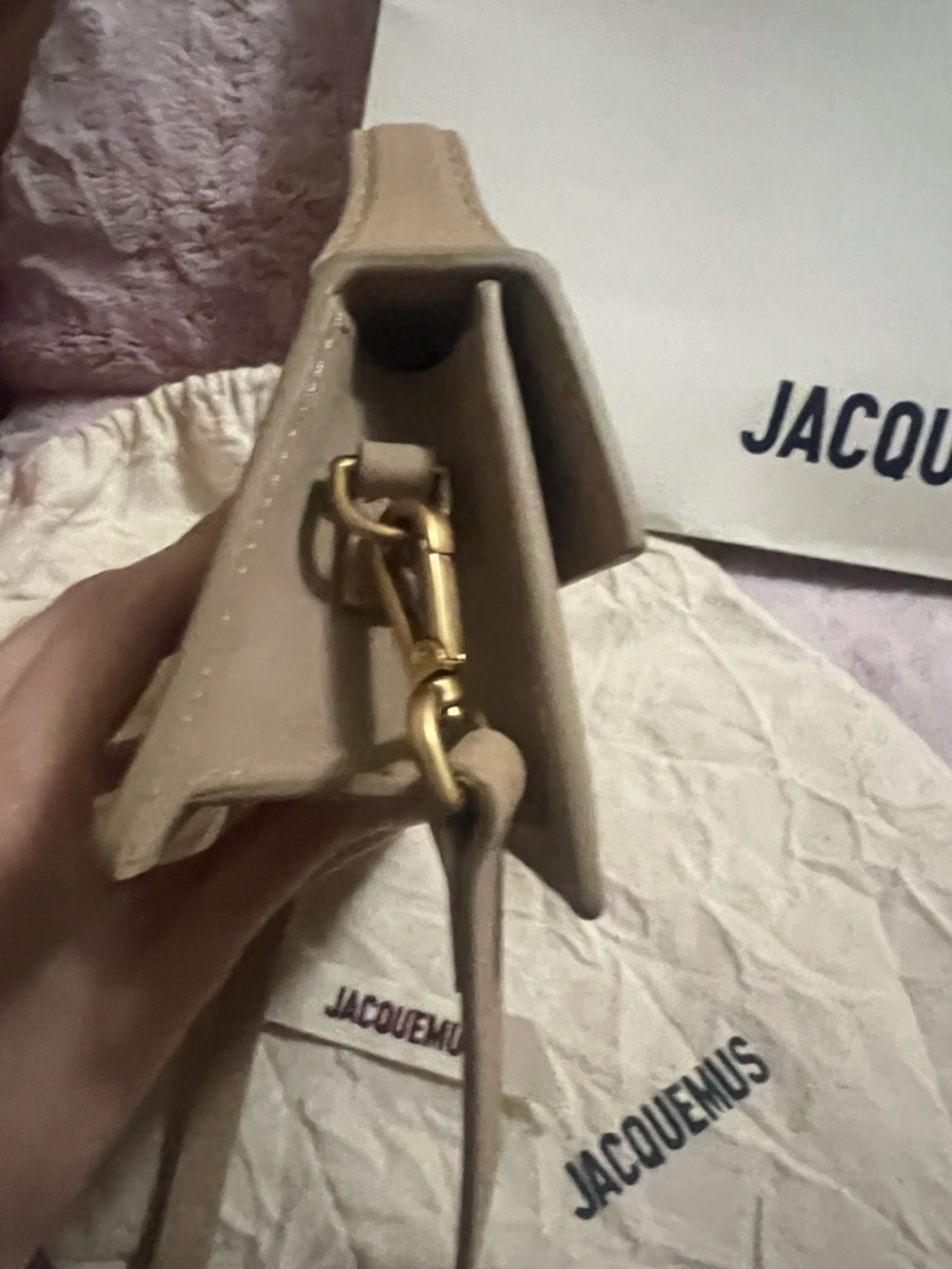 Jacquemus Nude Beige Mini Top-Handle Bag Le Bambino Leather - Picture 5 of 9